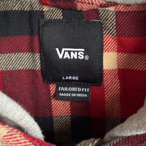 Vans Red Plaid Hooded Long Sleeve Button Up Flannel - Picture 4 of 7